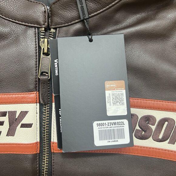 Harley Davidson Men's 2XL Victory Lane II Real Cowhide Leather Jacket Brown - Picture 8 of 9